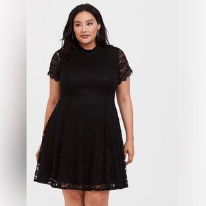 Torrid Size 3 Mini Lace High Neck Skater Dress